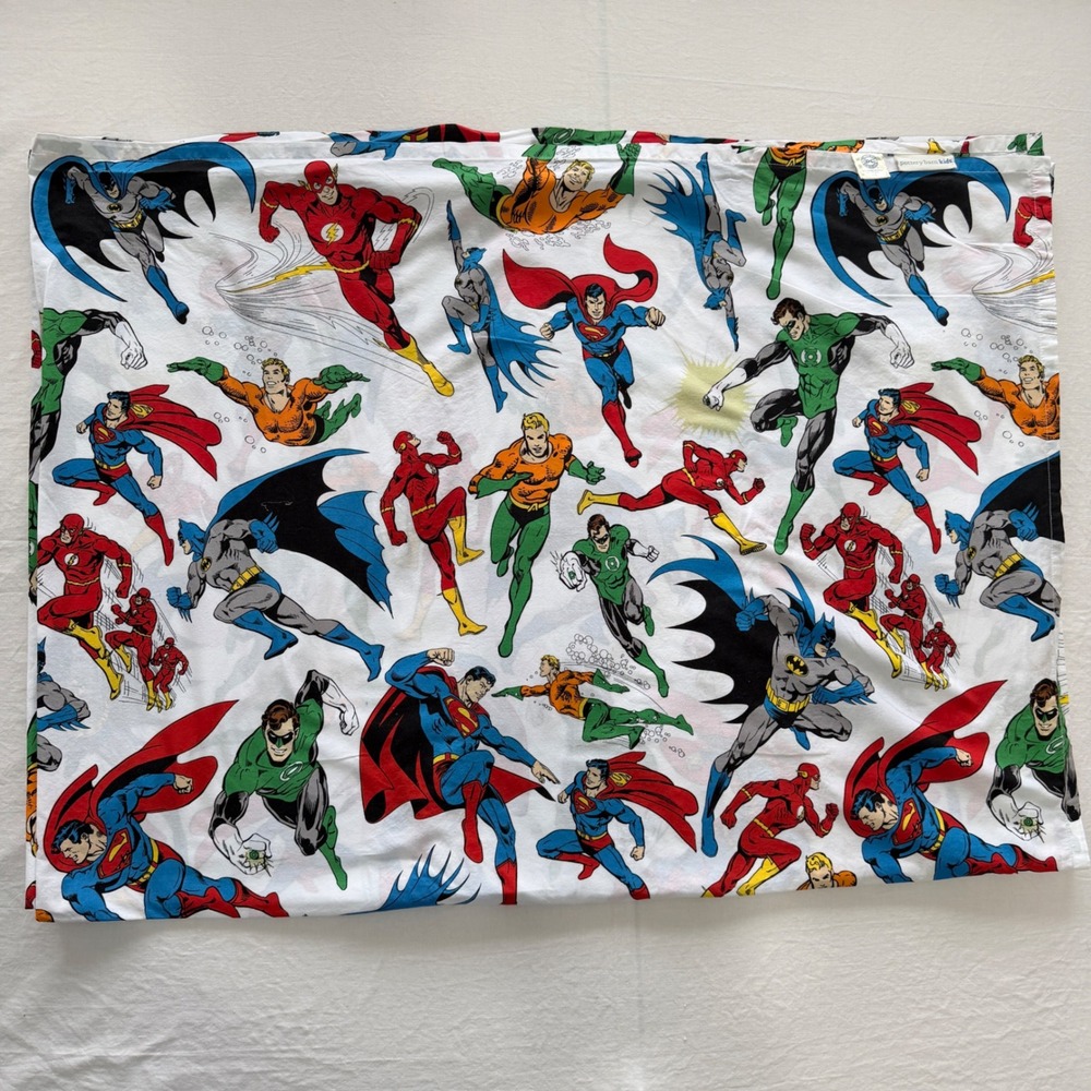 Pottery Barn Kids DC Justice League Twin Flat Sheet Batman Superman Organic